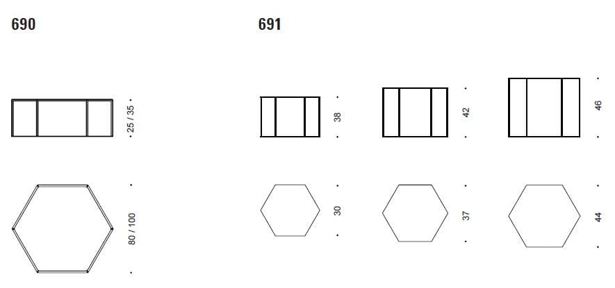 Стальной и хрустальный шестигранный журнальный столик Desalto HEXAGON ARCH-00080150 - Вид №6