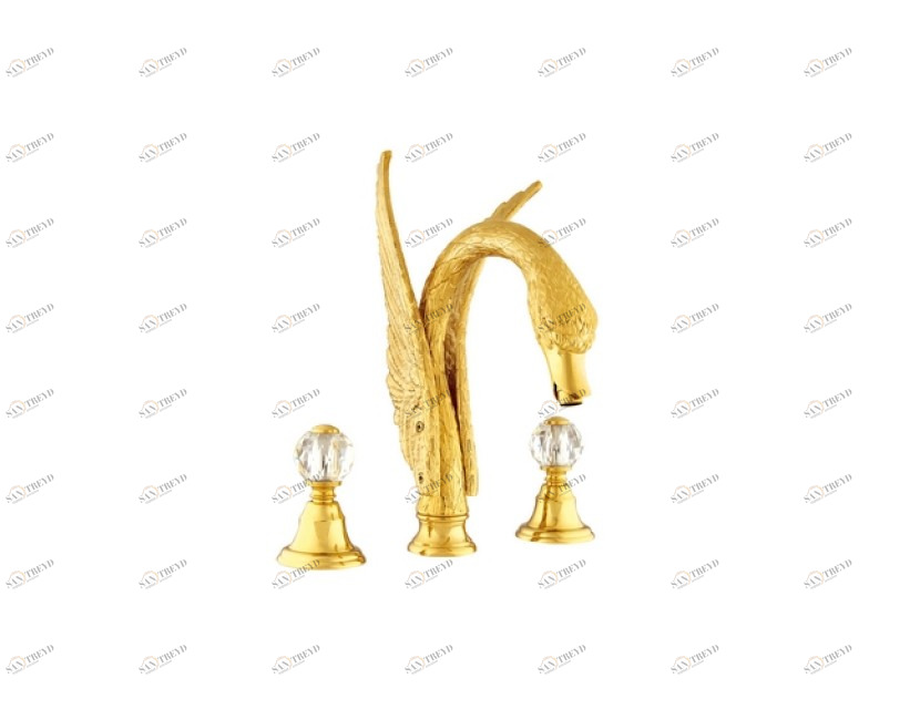 039151.000.50 Раковина с тремя отверстиями и кристаллами swarovski swan series Яркий хром Mestre