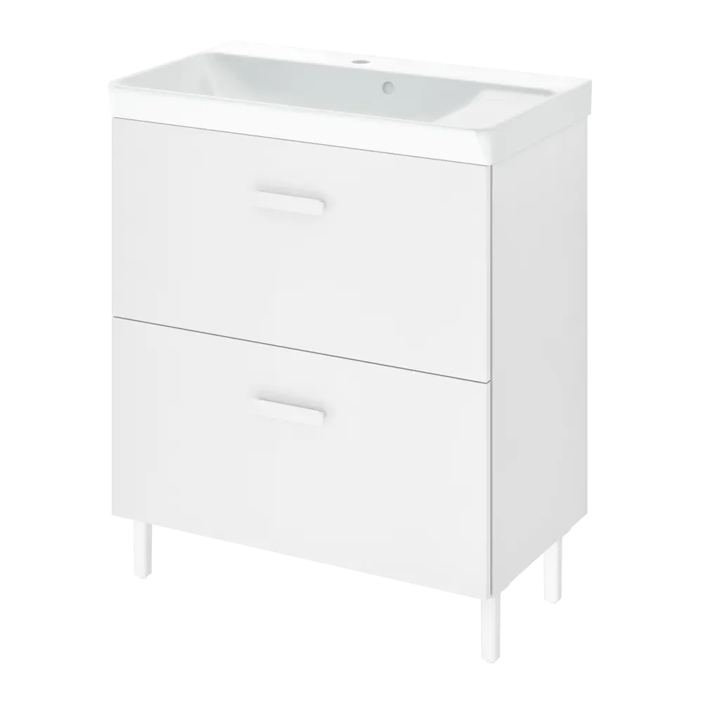 Тумба под раковину Sensea Easy 70 см напольная с двумя ящиками цвет белый STLM-2126855