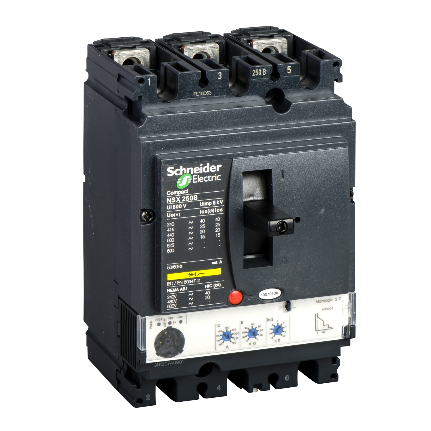 LV431872 Силовой автомат NSX 250, Micrologic 2.2, 50кА, 3P, 100А Schneider Electric Compact 