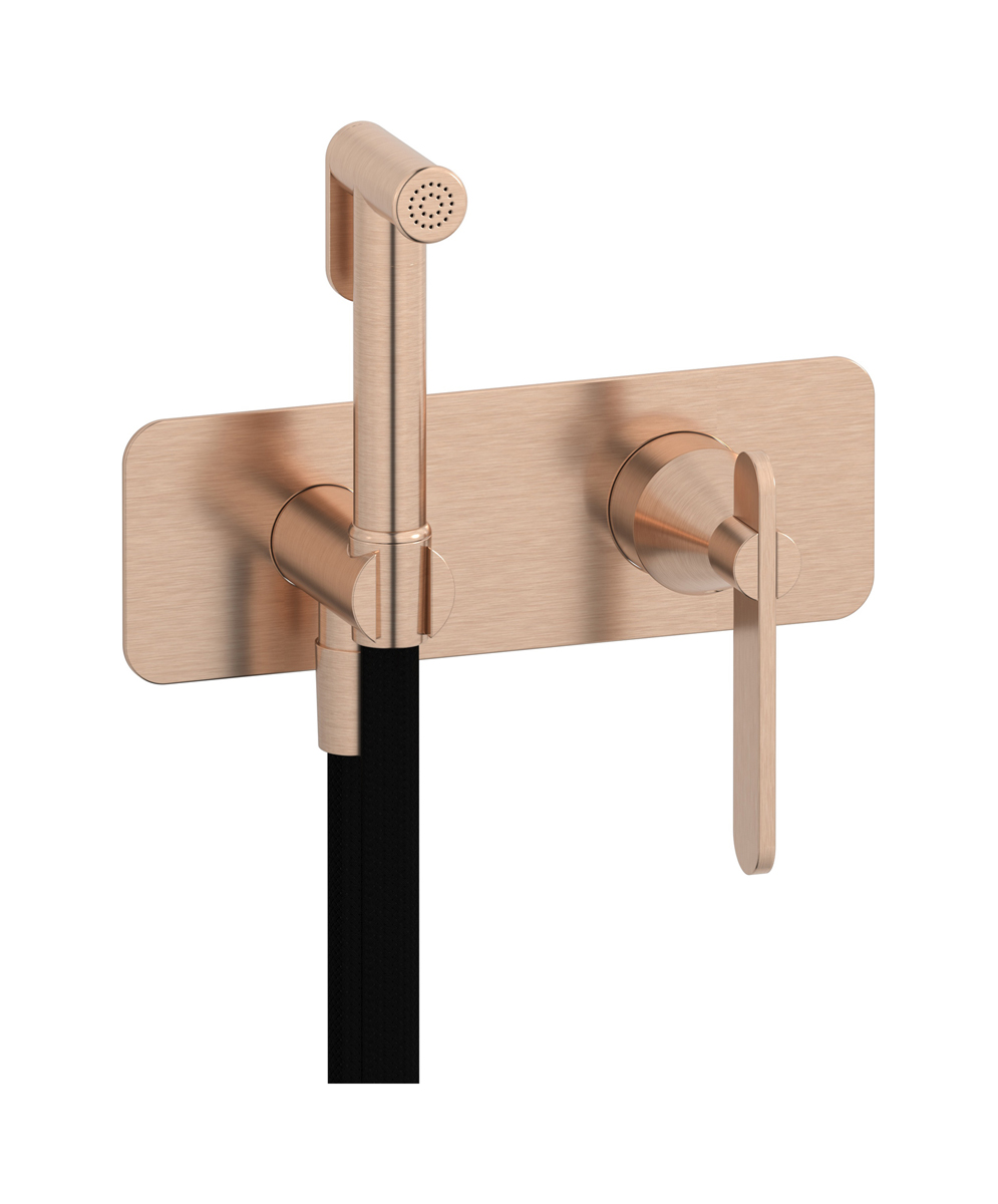 Внешние части гигенического душа со смесителем. WE ARE IB so003cc Brushed Rose Gold Soho