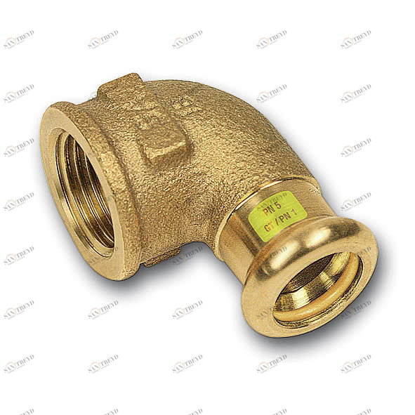 111090221 SANHA 11090G пресс-фитинг газ, бронза, угловой переход ВПр-ВР 22x1 мм 