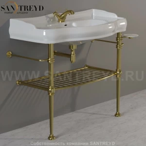 730091 Структура под раковину 100 из латуни с полкой-решёткой. Retro