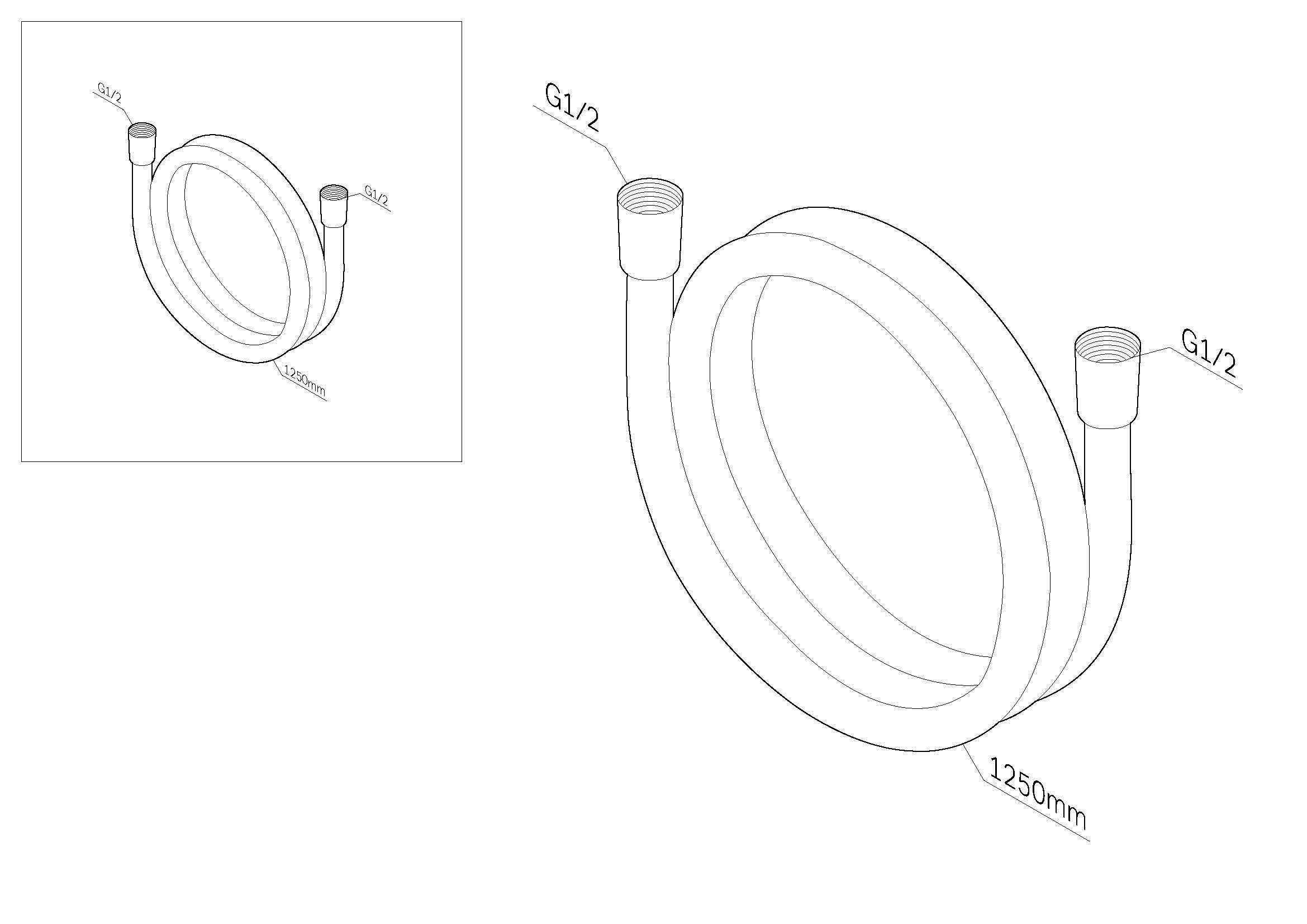 F0412122 душевой шланг 1250мм ПВХ монолитный черный матовый шт. AM.PM  - Вид №1
