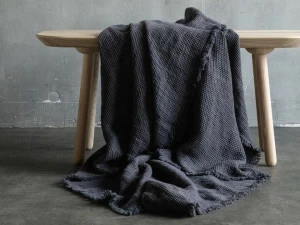 LinenMe Однотонный льняной плед ручной работы Washed waffle big 0773901