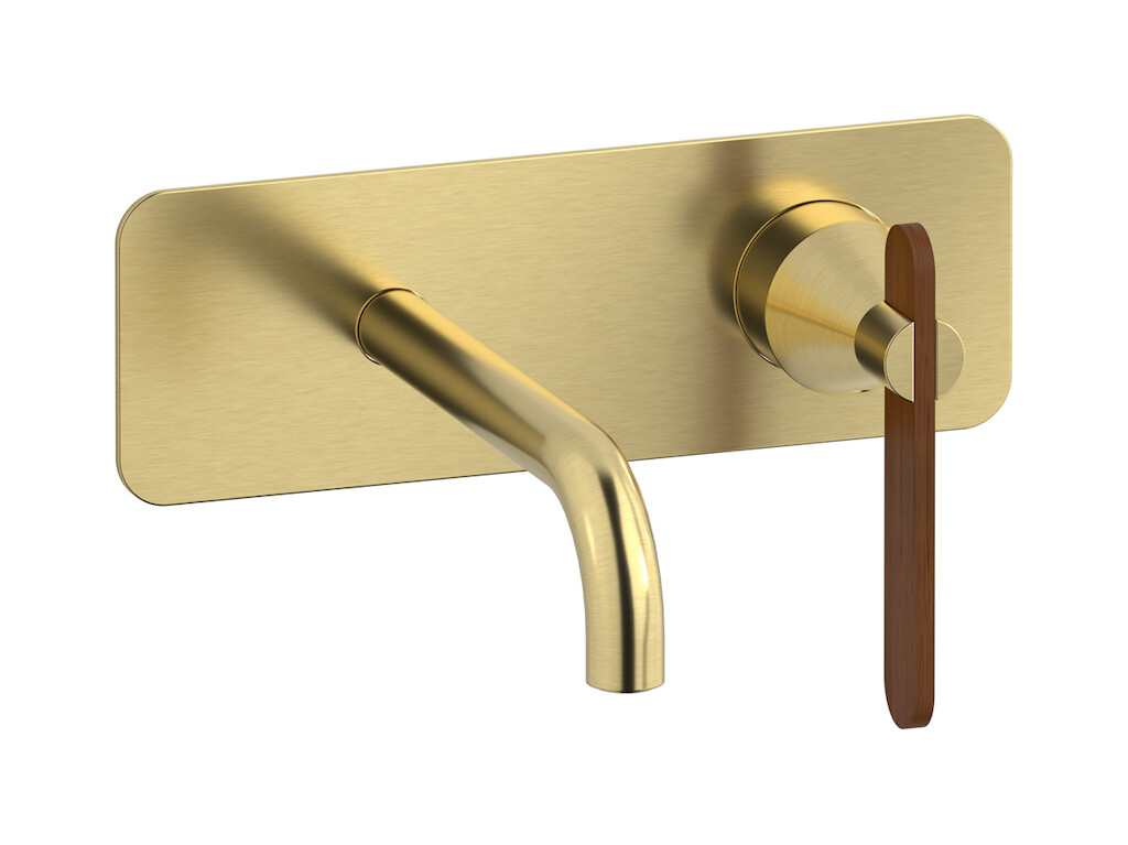 Встроенный в стену смеситель для раковины на 2 отверстия в комплекте с донным клапаном WE ARE IB oh306sr Brushed Pale Gold Soho