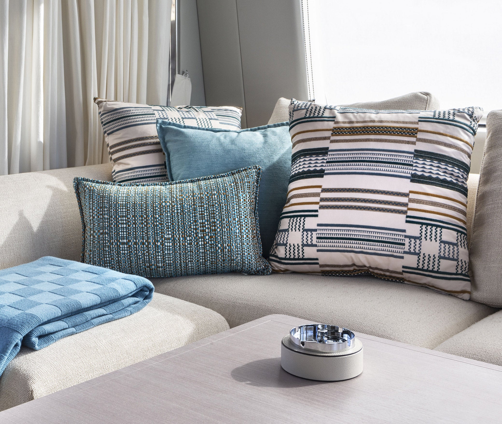 Пепельница Vento - Ø 13XH6 см / зернистая кожа_белый Pinetti 00.1380.029.000 - Вид №4