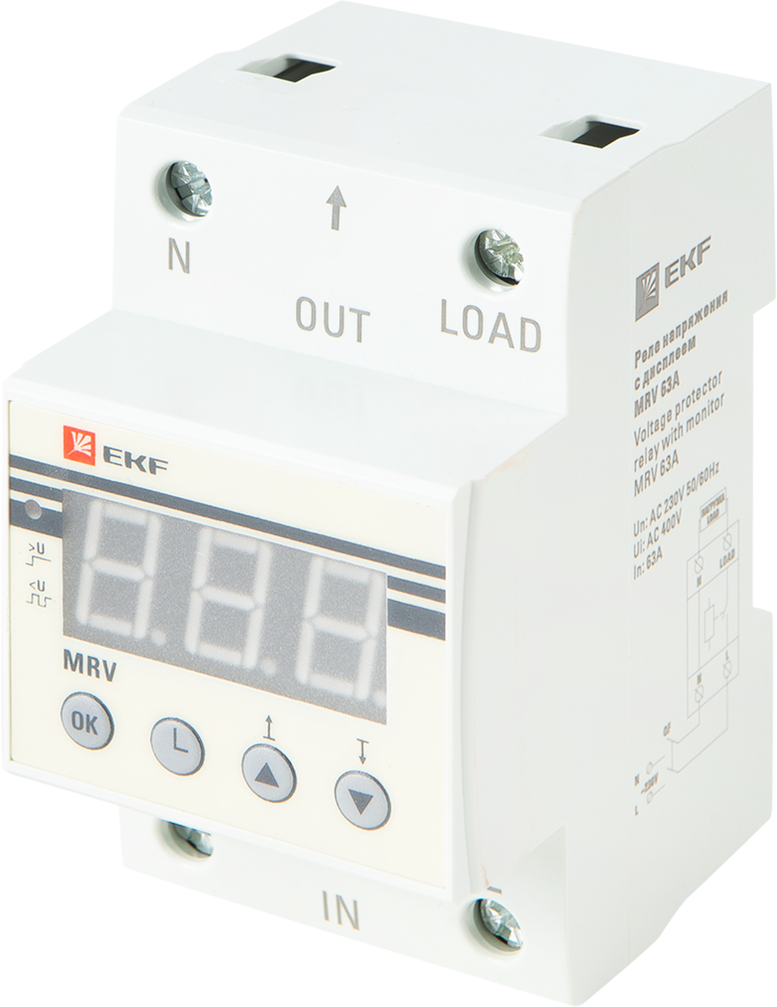 Реле напряжения EKF MRV 63А с дисплеем для защиты оборудования 82849639