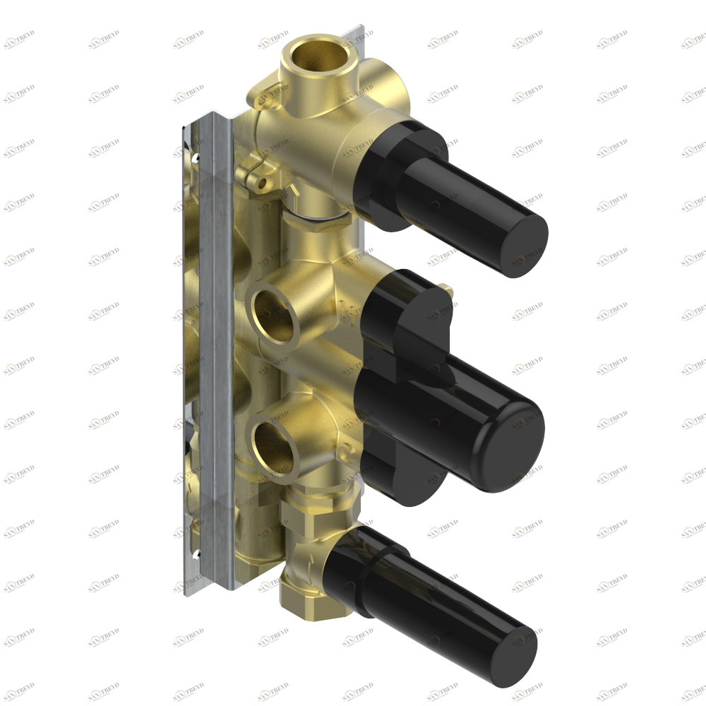D4A-1410A Скрытая часть термостатического смесителя с запорным вентилем и 2-ходовым дивертором — без накладной гарнитуры Thg-paris Harry Без отделки 