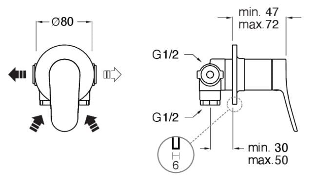Однорычажный встраиваемый смеситель для душа CRISTINA Rubinetterie бочка ARCH-00147012 - Вид №2
