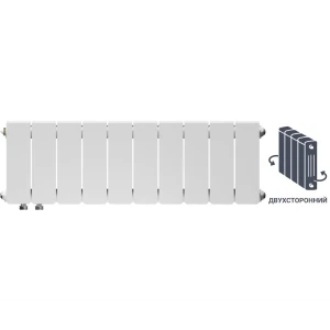 Радиатор секционный Equation Bimetal 200/90 10 секций нижнее правое подключение биметалл белый