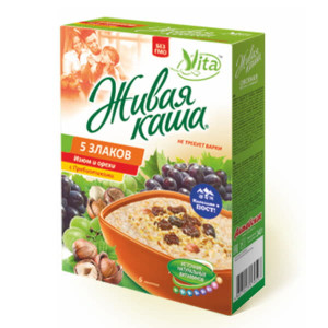 Живая каша с изюмом и орехами 5 злаков Vita 210 г