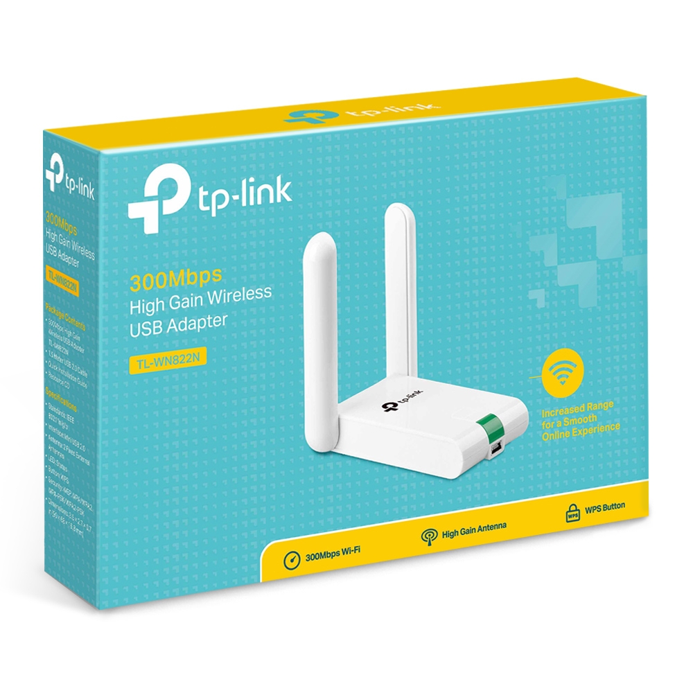 TL-WN822N 300mbps high gain wireless n usb adapter, atheros, 2t2r, 2.4ghz, elegant desktop housing, usb extension cable, 2 fixed antennas TP-Link Santreyd  - Вид №5