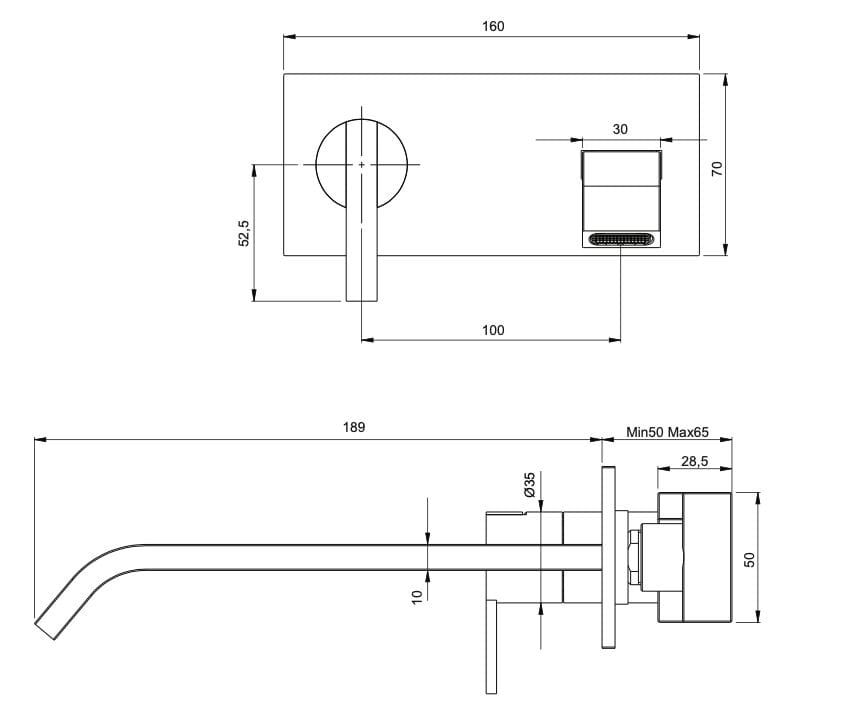 Однорычажный настенный смеситель для раковины Nic только ARCH-00002347 - Вид №1