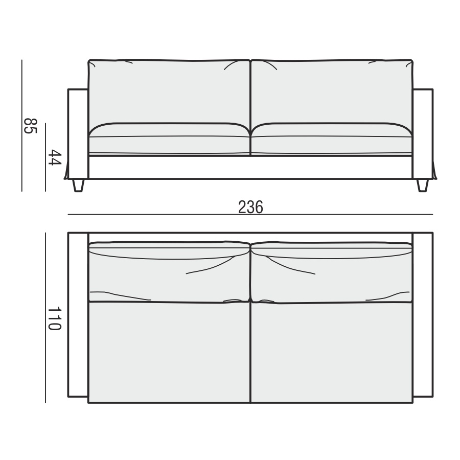 Диван Cloud, трехместный, серый Sits S1135 - Вид №14