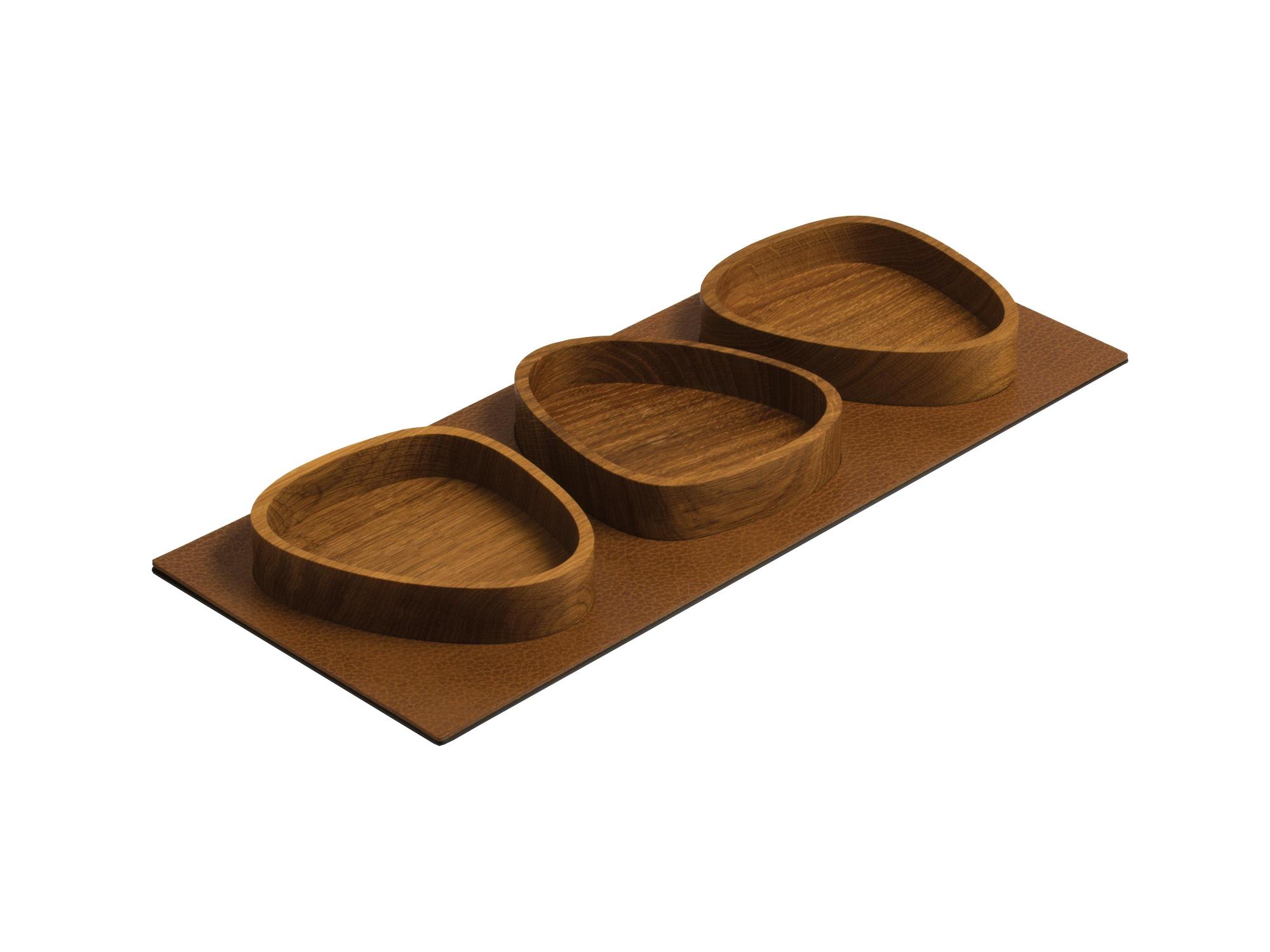 98773 BULL nature сервировочный поднос с тремя деревянными чашами 18х16см;LIND DNA