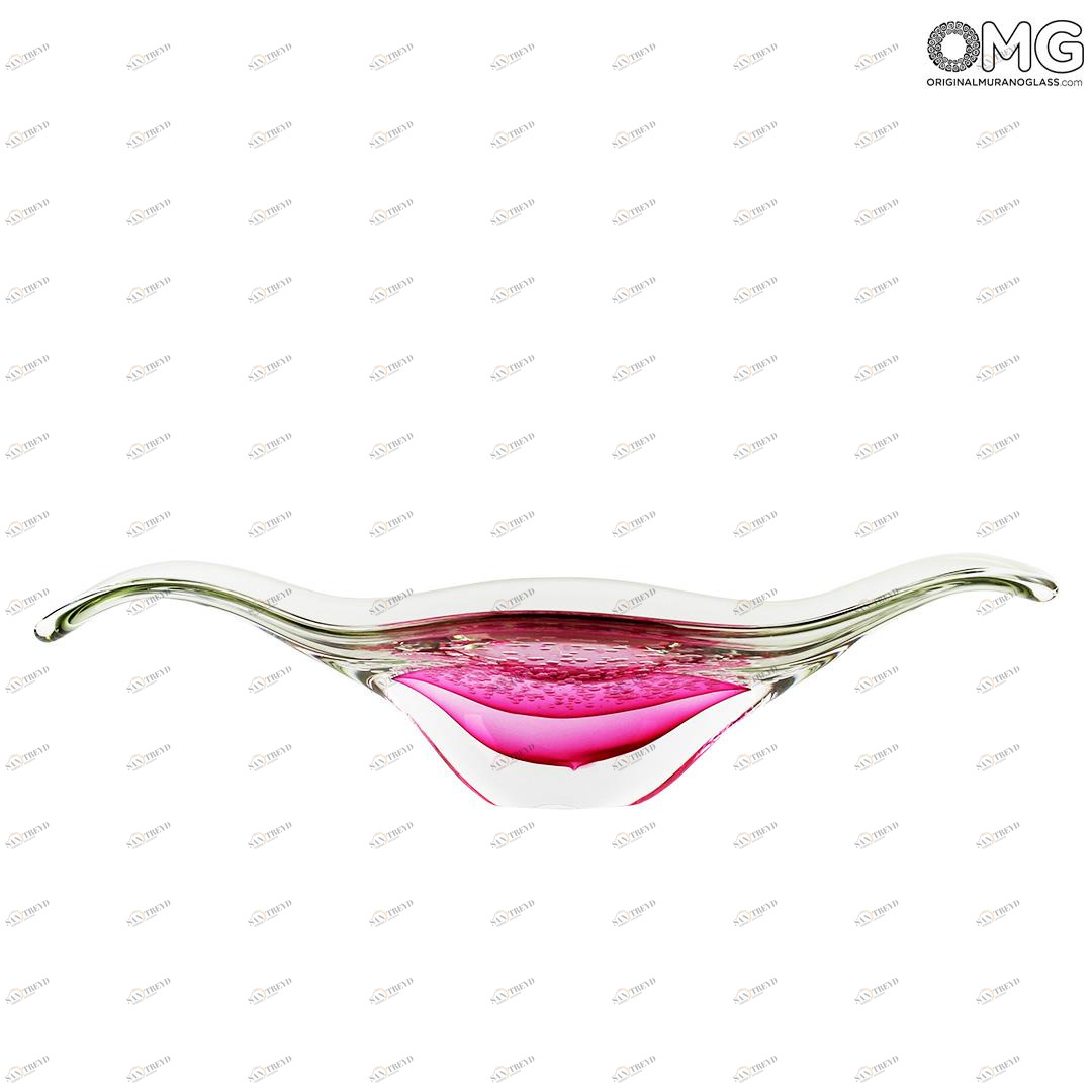 4520 ORIGINALMURANOGLASS Ваза- чаша Пузырьки - сиреневая - соммерсо - муранское стекло OMG 21 см 