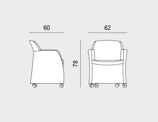 Кожаный стул с колесами с подлокотниками Viganò Miss Grace ARCH-00132843 - Вид №3