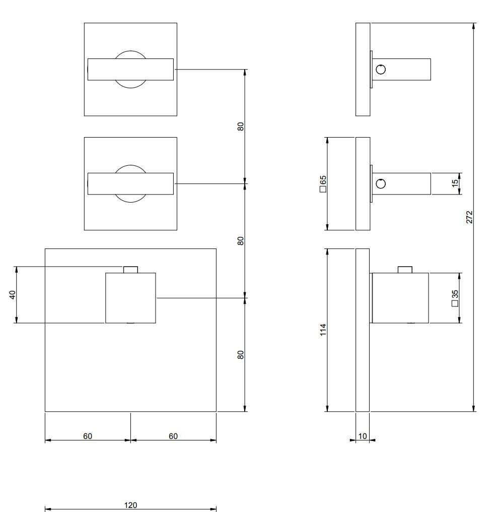 Латунный термостатический смеситель для душа с 3 отверстиями Gessi прямоугольник ARCH-00074812 - Вид №4