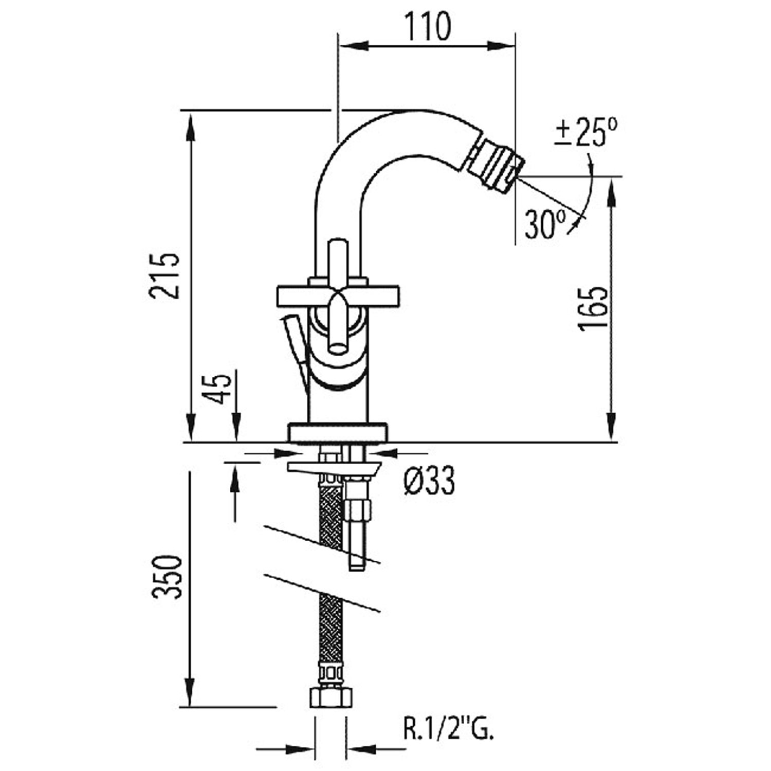 Смеситель для биде BIMAX-TRES с двумя ручками-163120 TRES  - Вид №1