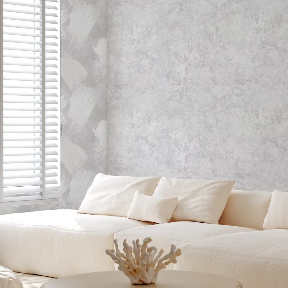 Флизелиновые обои Palitra Home Art Club серые с абстрактным рельефным рисунком 89434192 STLM-1576166 - Вид №4