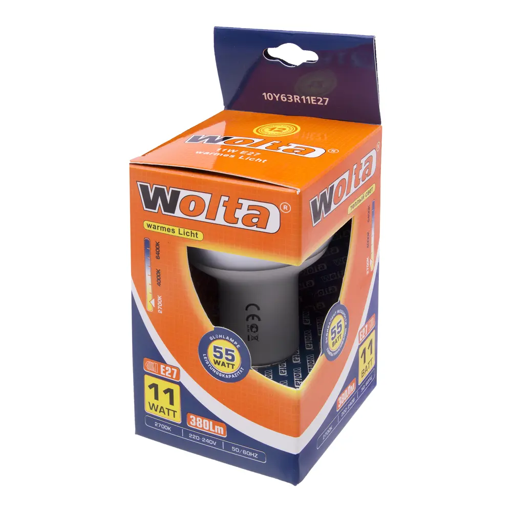 Лампа энергосберегающая Wolta спот E27 11 Вт свет тёплый белый STLM-2087593 - Вид №1