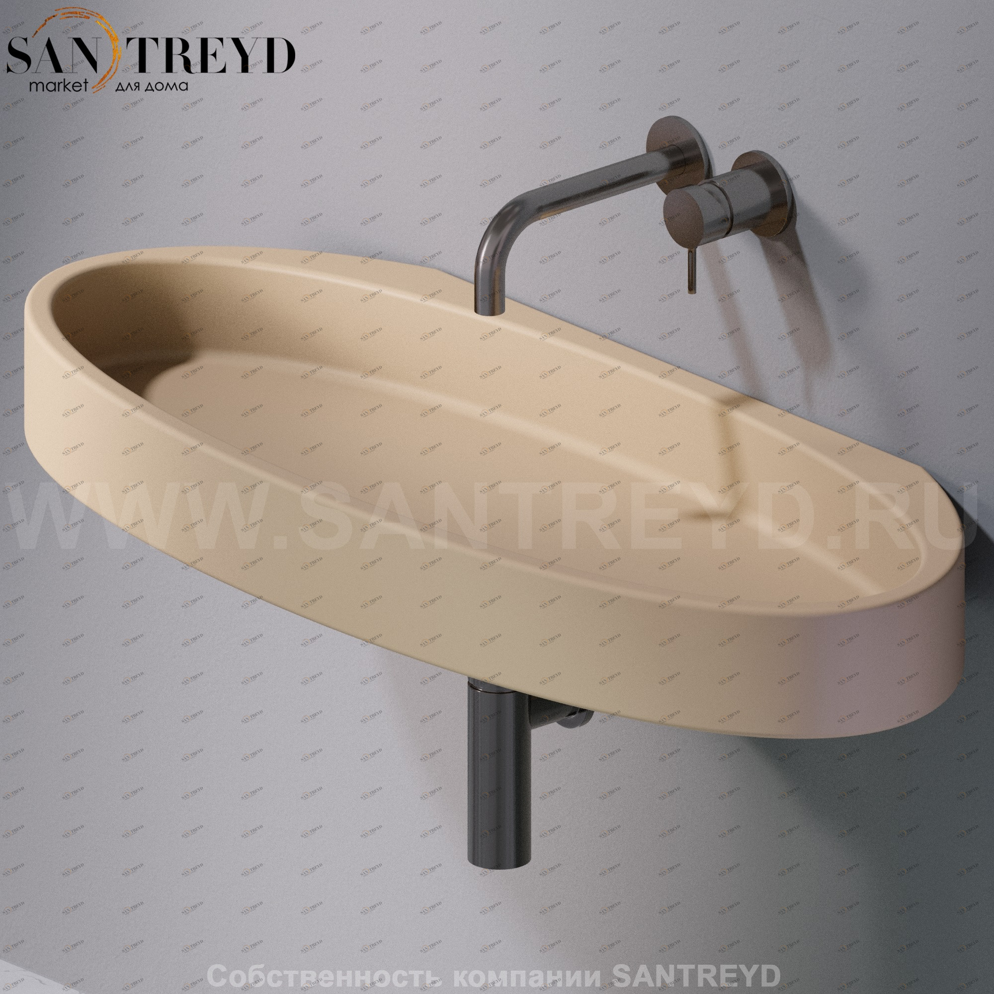 L016T1RPV4.131 Подвесная раковина настенная овальная A. e T. Italia P35 бежевая AeT ITALIA