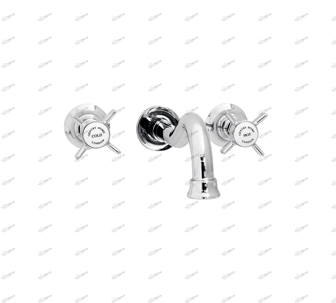 Gentry Home Смеситель для раковины Style на три отверстия с всплывающей пастой Ascot Хром GH102689 