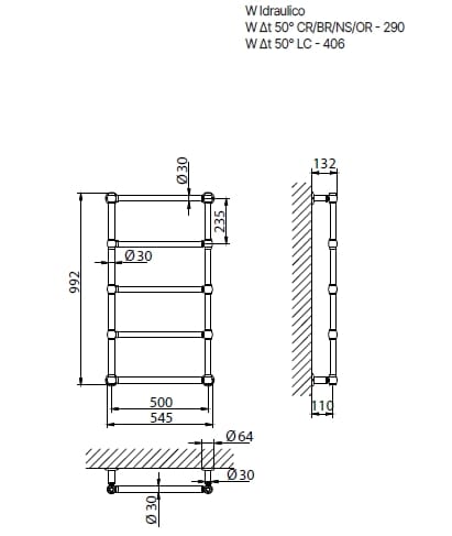 Настенный электрический / горячий водяной полотенцесушитель Gaia Mobili Complements ARCH-00106866 - Вид №2