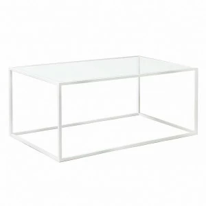 Журнальный столик стеклянный с белыми ножками 80 см Darmian into white INTELLIGENT DESIGN  260963 Белый;прозрачный