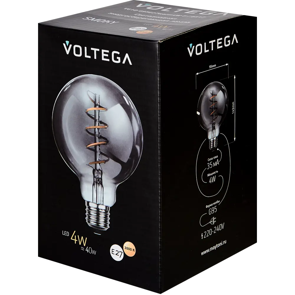 Диммируемая филаментная лампа Voltega G95 дымчатая 4Вт E27 ретро-стиль 89345987 STLM-1542622 - Вид №2