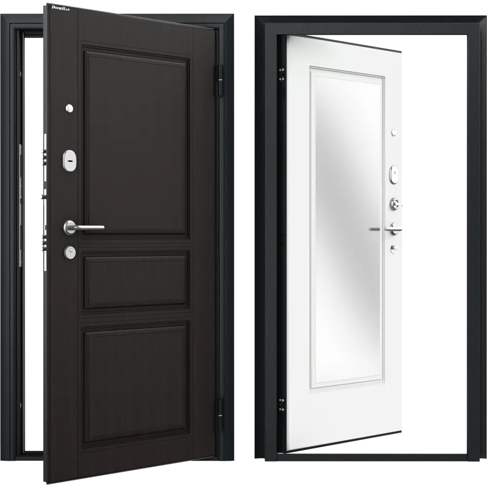 Дверь входная металлическая Премиум New 98x205 см правая белый с зеркалом DOORHAN STLM-2141398 - Вид №1