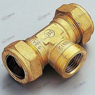 Тройник ВР 22 x 3/4" x 22 обжим TIEMME 1000066