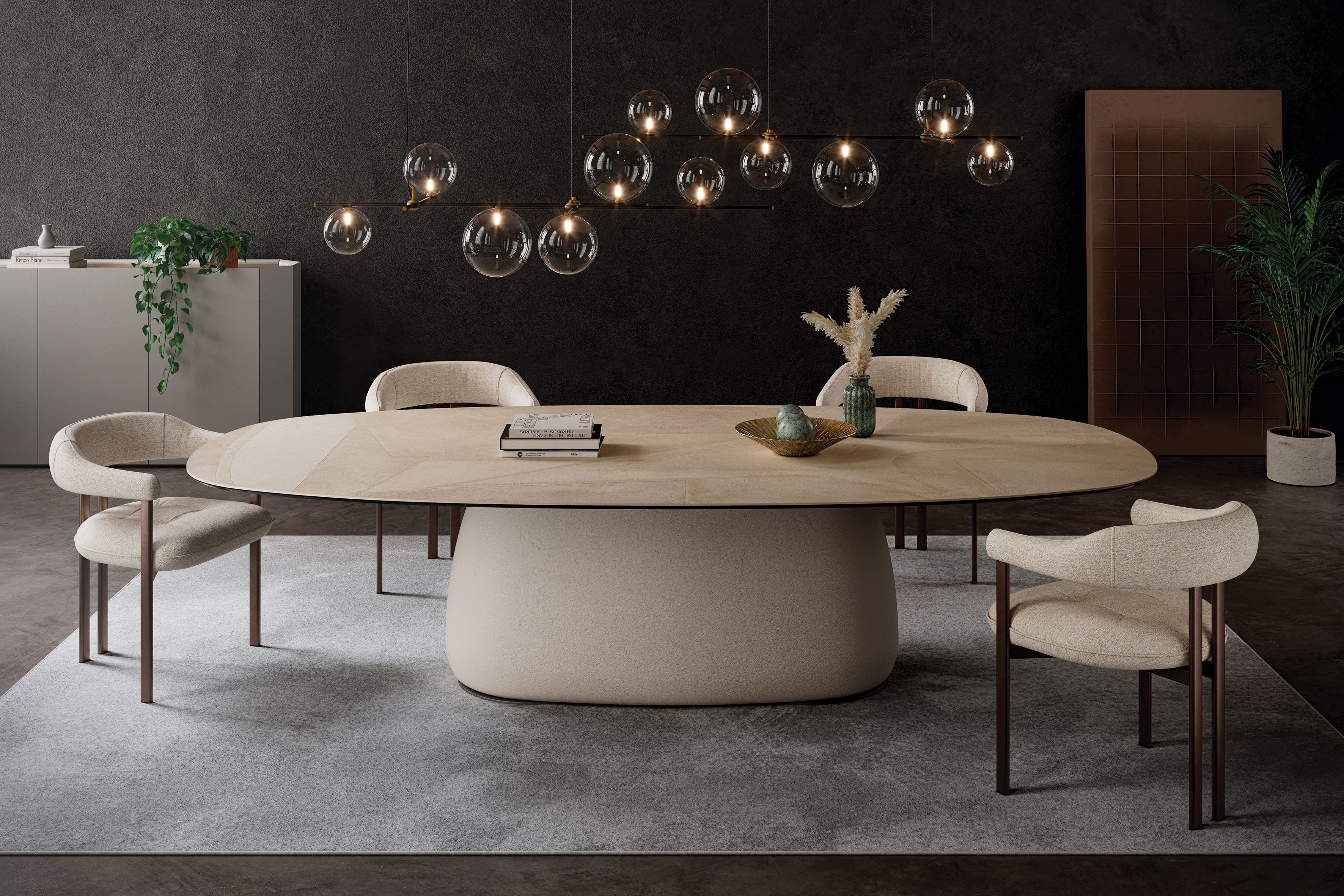 Прямоугольный керамический обеденный стол с центральным основанием Cattelan italia Botero ARCH-00111299 - Вид №2