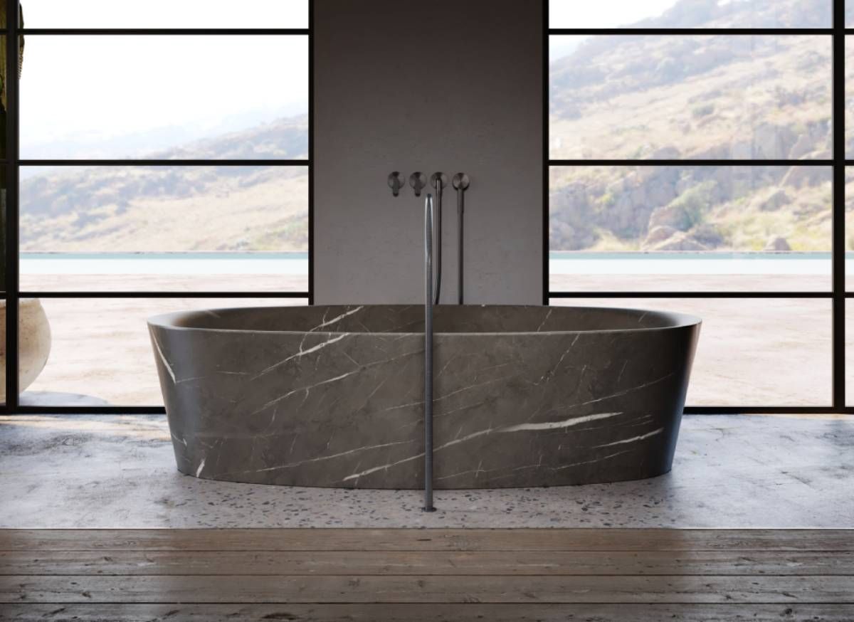 Мраморная овальная ванна в центре комнаты COCOON Maison ARCH-00047825 - Вид №13