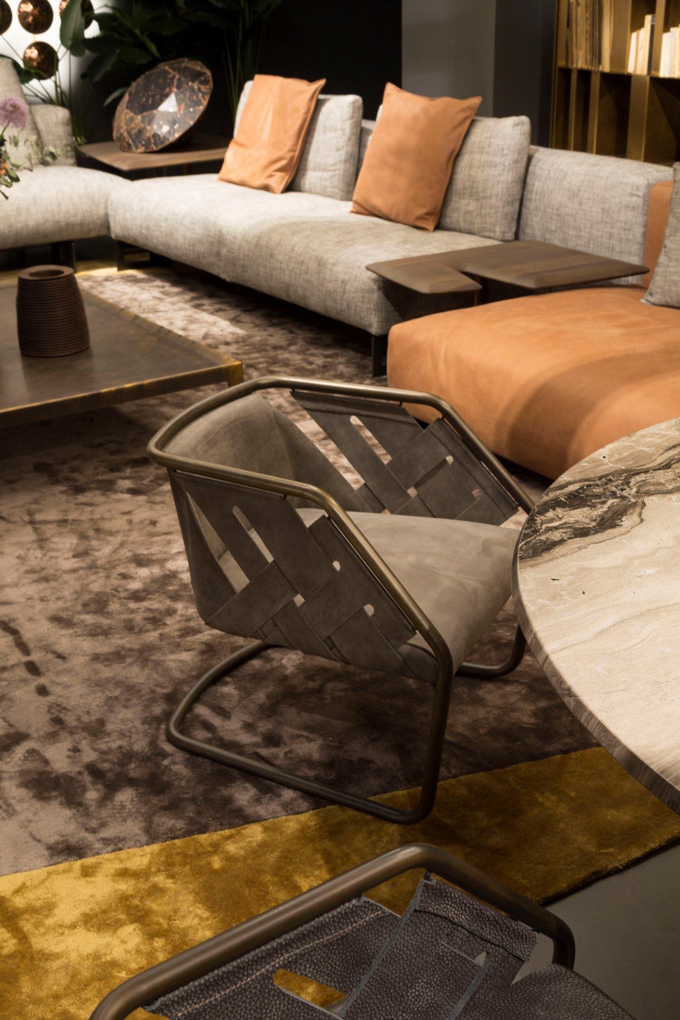 Кожаный мягкий стул с металлическим каркасом Henge Strip ARCH-00146838 - Вид №9