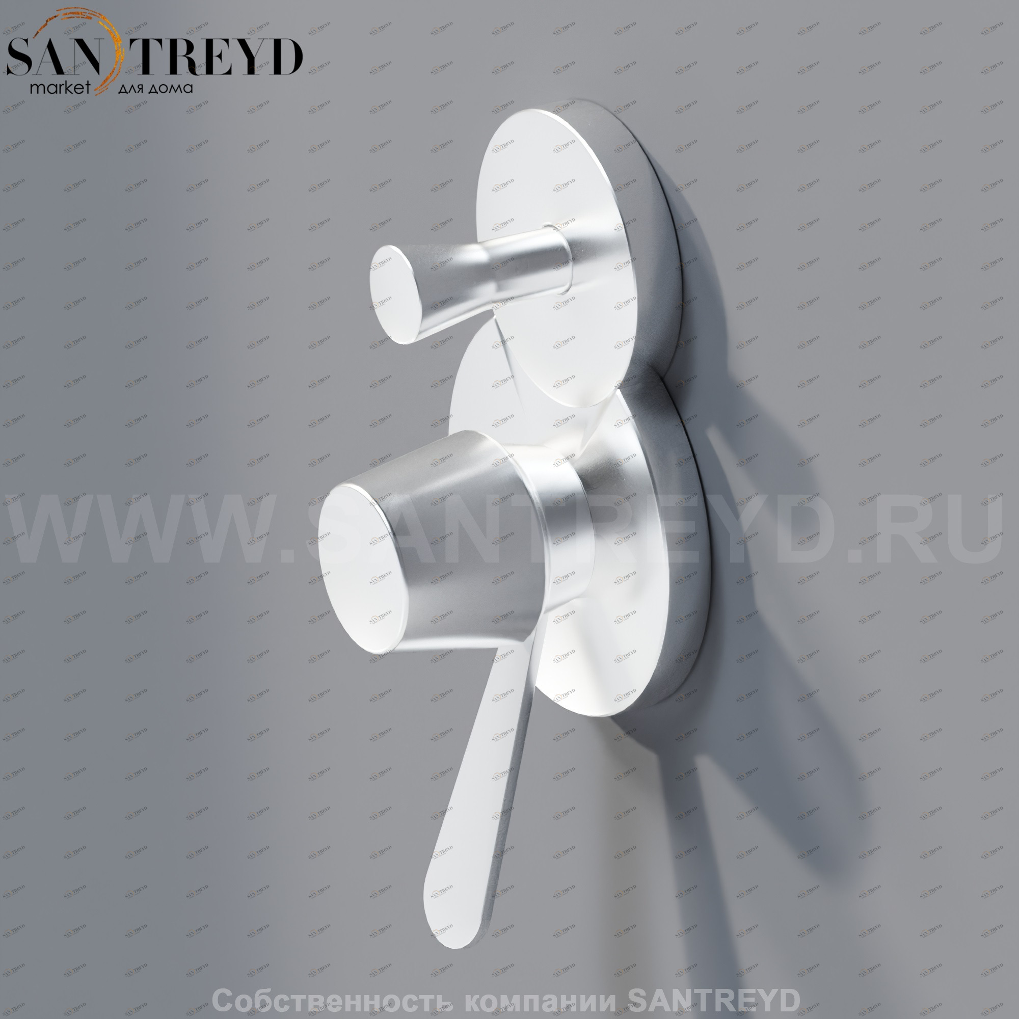 Agape FEZ Встроенный однорычажный термостатический смеситель с ручкой и девиатором хромированный матовый CRUB0921LSP