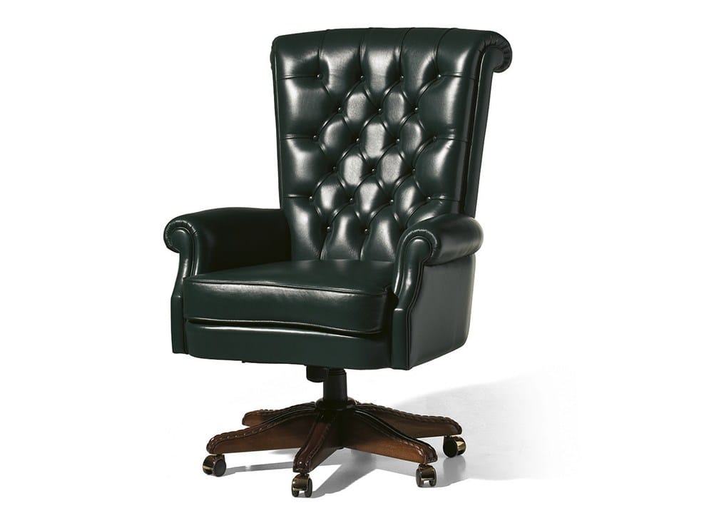 Кожаное вращающееся кресло с колесами OAK Галерея ARCH-00044069