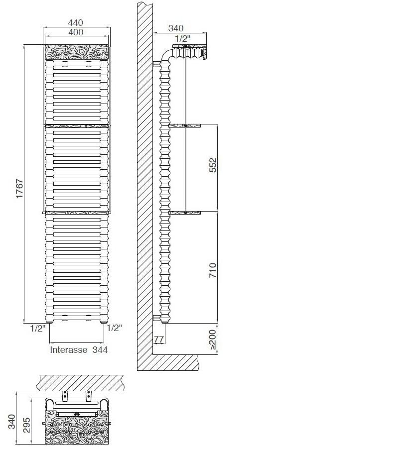 CORDIVARI Настенный полотенцесушитель из углеродистой стали Neo design sun-id-1469083 - Вид №4