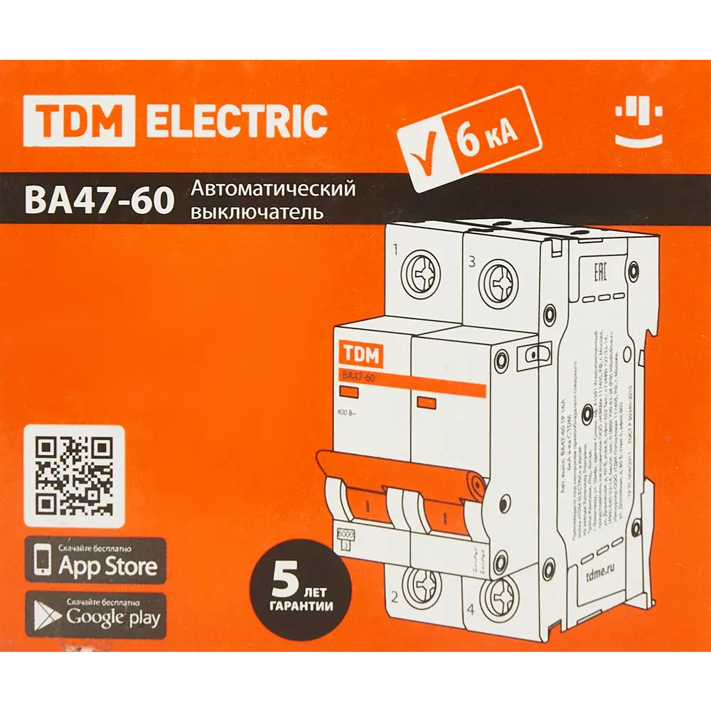 84399514 Автоматический выключатель TDM Electric ВА47-60 2P C50 А 6 кА SQ0223-1033 STLM-0049287  - Вид №5