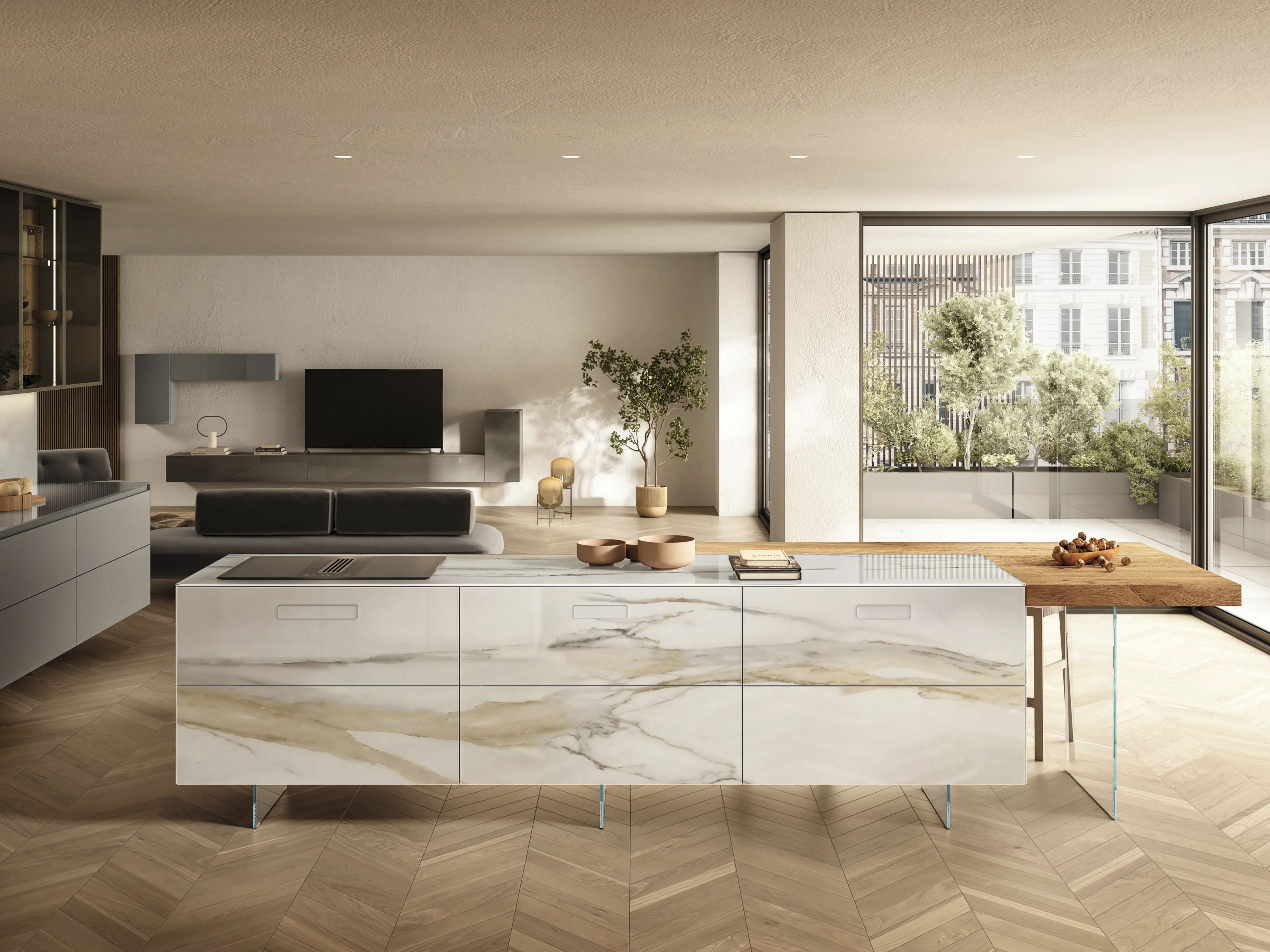 Встроенная кухня с островом Lago 36e8 ARCH-00118623