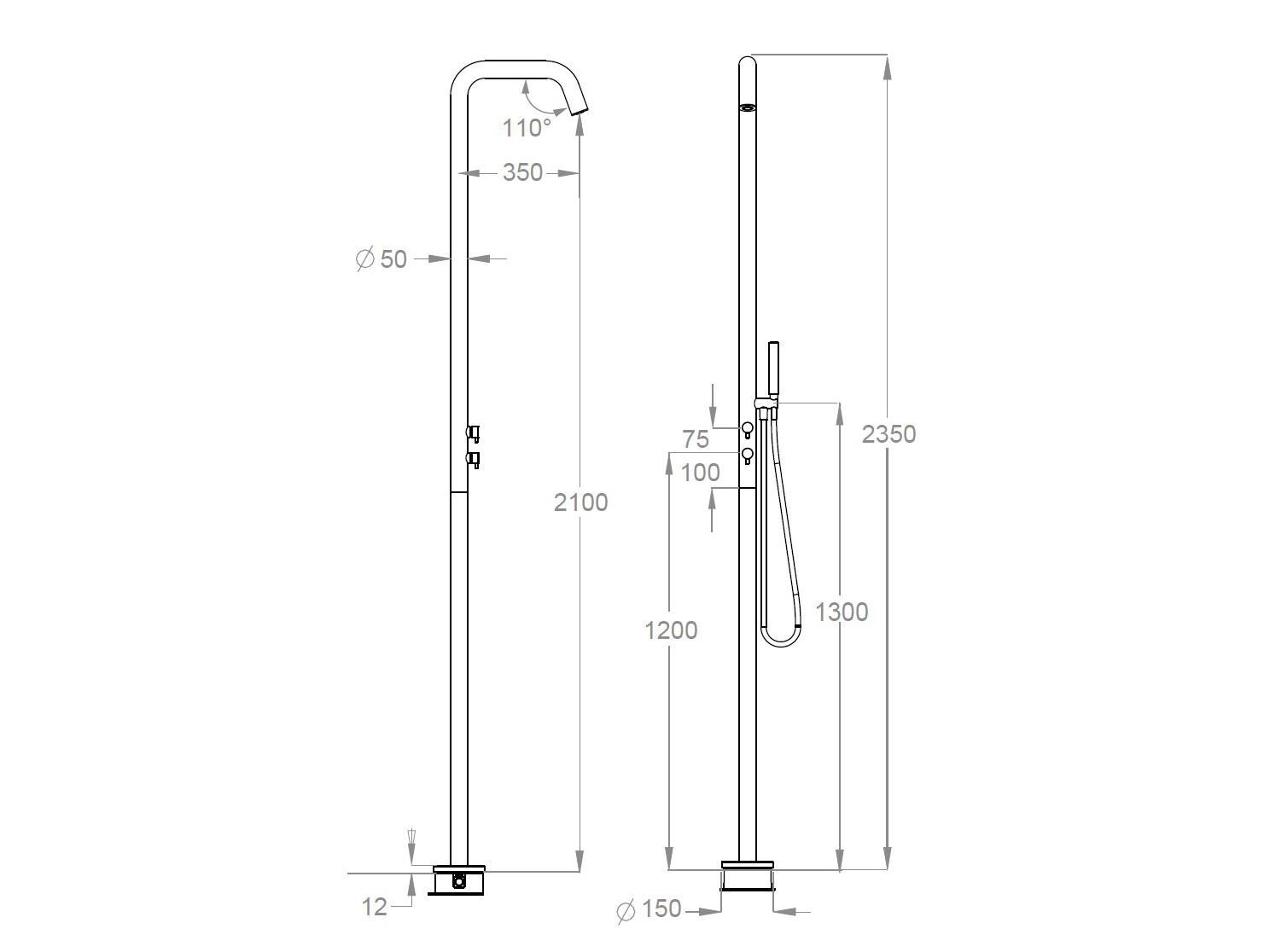 Напольная душевая колонна из нержавеющей стали Fir Italia Outdoor Indoor Showers ARCH-00101509 - Вид №3