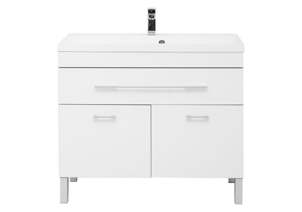 Тумба с раковиной Aquanet Верона NEW 100 белый (напольная 1 ящик 2 дверцы) 0018271000204096 - Вид №2