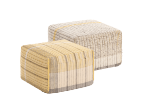 Квадратный пуф из шерсти, льна и хлопка