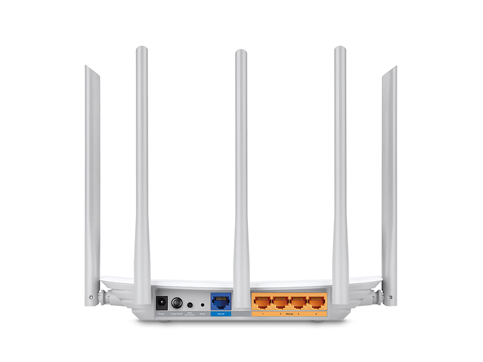 Archer C60 Ac1350 dual band wireless router, qca (atheros), 867mbps at 5ghz + 450mbps at 2.4ghz, 802.11ac/a/b/g/n, 1 10/100mbps wan + 4 10/100mbps lan ports, 5 fixed antennas TP-Link Santreyd  - Вид №1