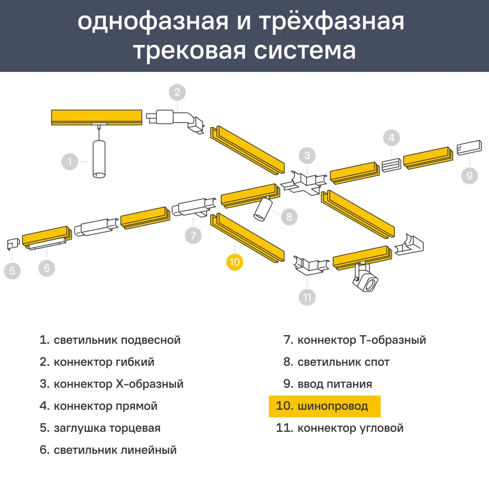Трековый шинопровод Wolta WTL-TR2/01B 2 м, цвет черный STLM-2200229 - Вид №9