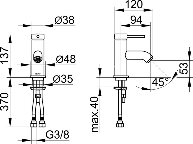 59504372100 Однорычажный смеситель для умывальника 60 KEUCO IXMO - Вид №3