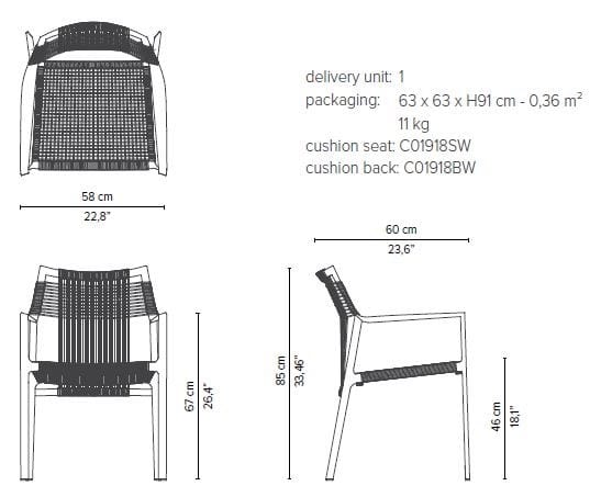 Садовый стул с подлокотниками Canax® TRIBÙ Nodi ARCH-00075800 - Вид №14