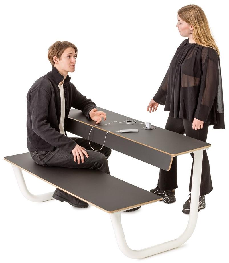 Nola Industrier Прямоугольный стол для общественных мест со встроенными скамейками  U03-10sploy(indoor)  - Вид №2