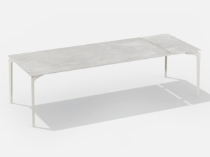 Выдвижной прямоугольный стол из окрашенного алюминия с столешницей и удлинителем из керамогранита